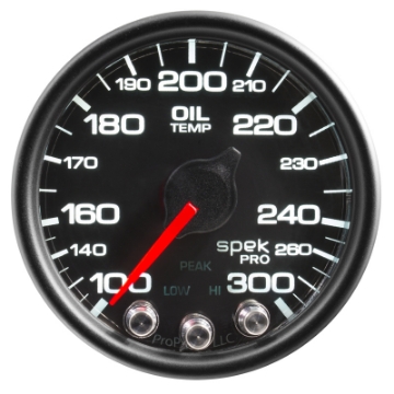Picture of Autometer Spek-Pro Gauge Oil Temp 2 1-16in 300f Stepper Motor W-Peak & Warn Blk-Blk