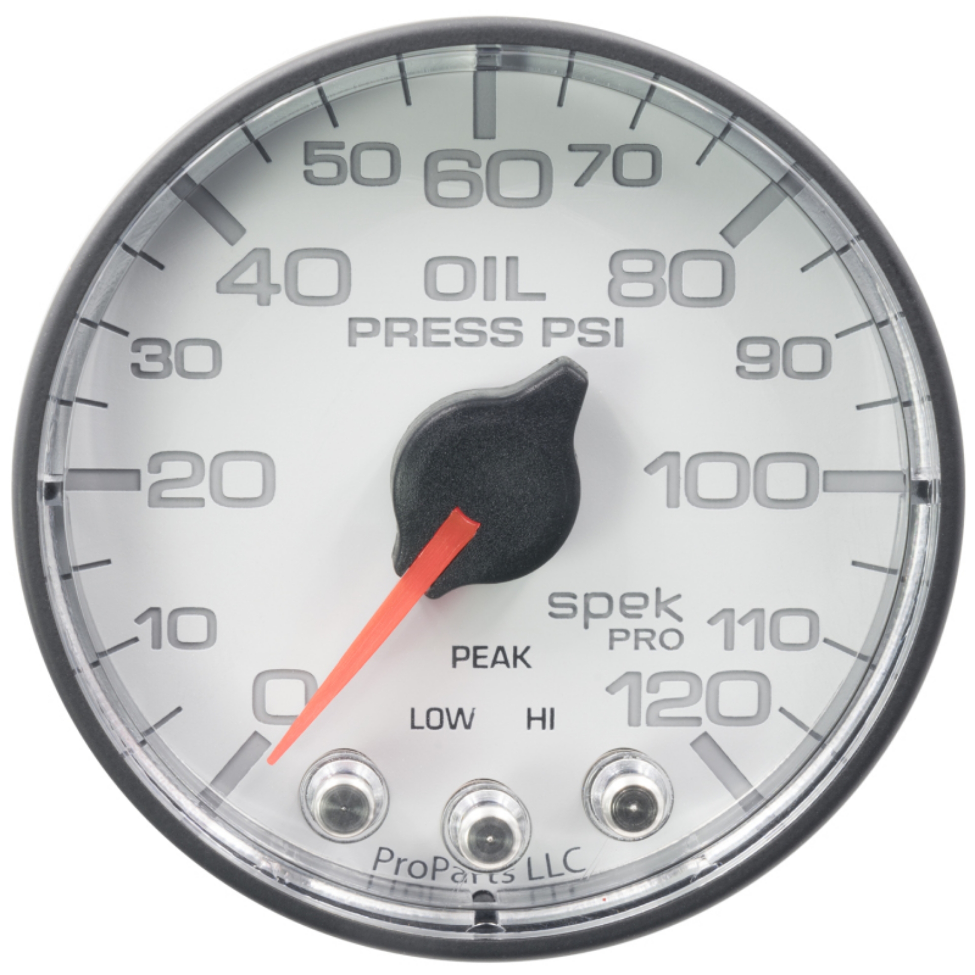 Picture of Autometer Spek-Pro Gauge Oil Press 2 1-16in 120psi Stepper Motor W-Peak & Warn Wht-Blk