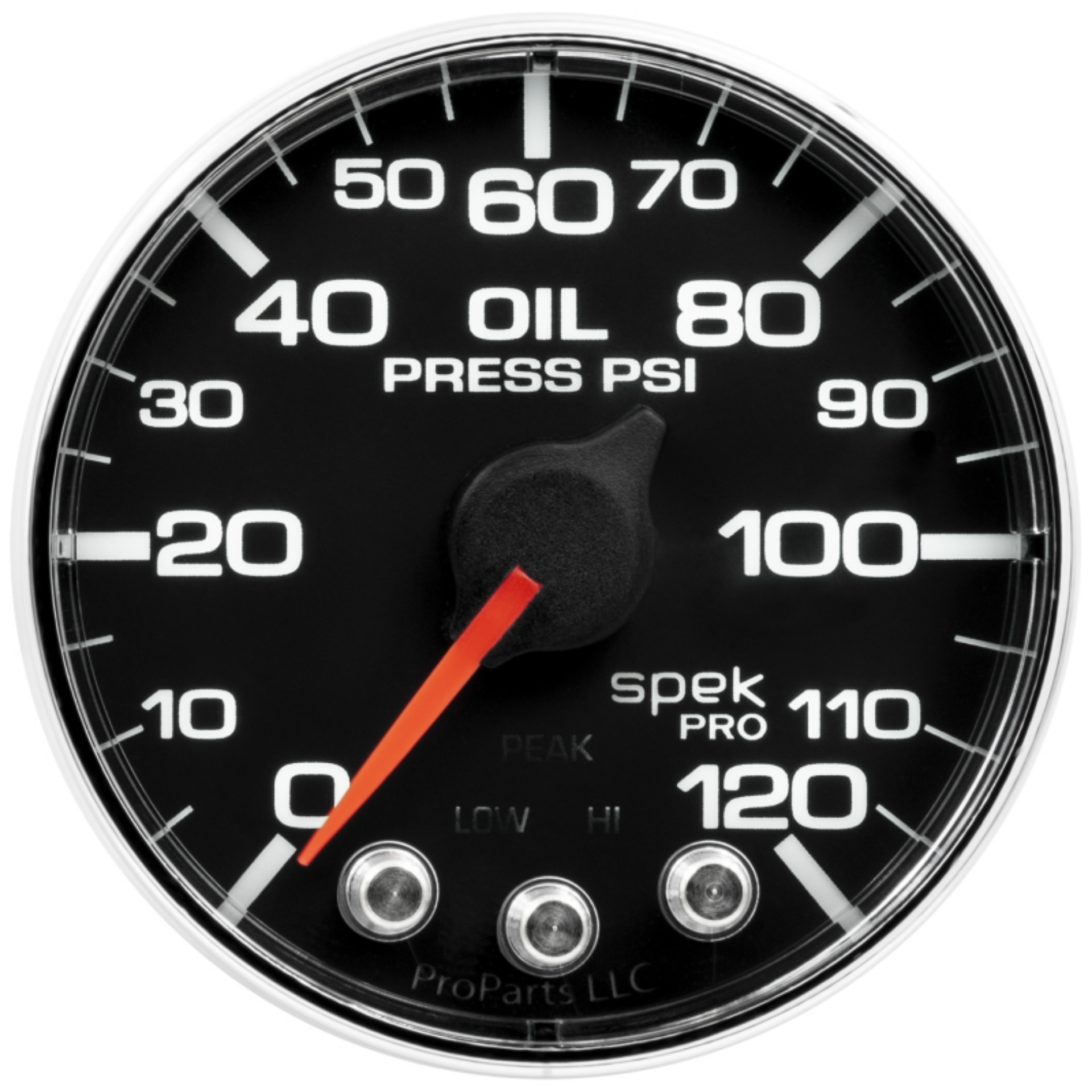 Picture of Autometer Spek-Pro Gauge Oil Press 2 1-16in 120psi Stepper Motor W-Peak & Warn Blk-Chrm