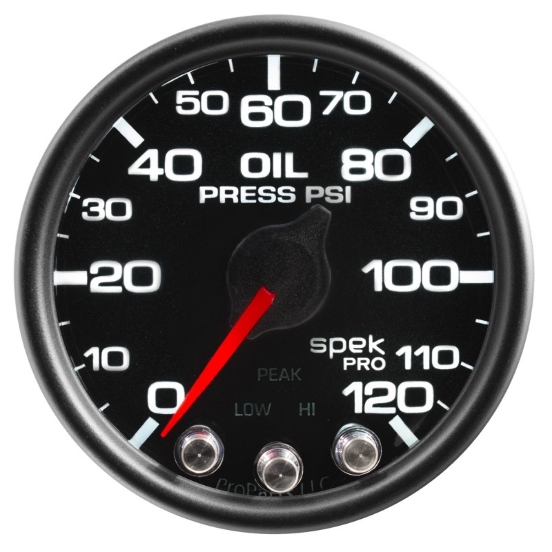 Picture of Autometer Spek-Pro Gauge Oil Press 2 1-16in 120psi Stepper Motor W-Peak & Warn Blk-Blk