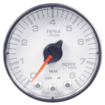 Picture of Autometer Spek-Pro Gauge Tach 2 1-16in 8K Rpm W- Shift Light & Peak Mem Wht-Blk