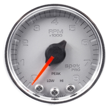 Picture of Autometer Spek-Pro Gauge Tach 2 1-16in 8K Rpm W- Shift Light & Peak Mem Slvr-Chrm