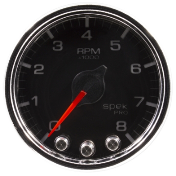 Picture of Autometer Spek-Pro Gauge Tach 2 1-16in 8K Rpm W- Shift Light & Peak Mem Blk-Chrm