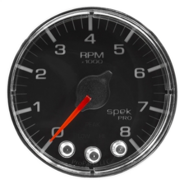 Picture of Autometer Spek-Pro Gauge Tach 2 1-16in 8K Rpm W- Shift Light & Peak Mem Blk-Chrm