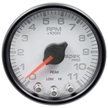 Picture of Autometer Spek-Pro Gauge Tach 2 1-16in 11K Rpm W- Shift Light & Peak Mem Wht-Blk