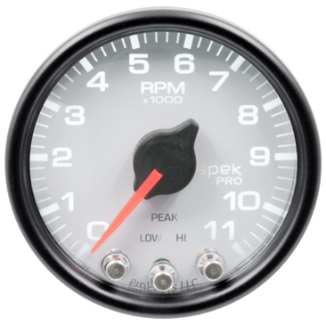 Picture of Autometer Spek-Pro Gauge Tach 2 1-16in 11K Rpm W- Shift Light & Peak Mem Wht-Blk