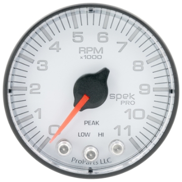Picture of Autometer Spek-Pro Gauge Tach 2 1-16in 11K Rpm W- Shift Light & Peak Mem Wht-Blk
