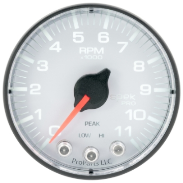 Picture of Autometer Spek-Pro Gauge Tach 2 1-16in 11K Rpm W- Shift Light & Peak Mem Wht-Blk