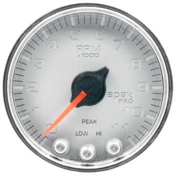 Picture of Autometer Spek-Pro Gauge Tach 2 1-16in 11K Rpm W- Shift Light & Peak Mem Slvr-Chrm