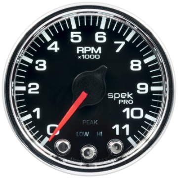 Picture of Autometer Spek-Pro Gauge Tach 2 1-16in 11K Rpm W- Shift Light & Peak Mem Blk-Chrm