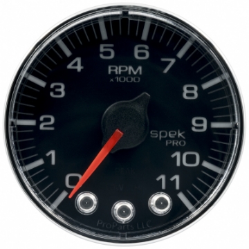 Picture of Autometer Spek-Pro Gauge Tach 2 1-16in 11K Rpm W- Shift Light & Peak Mem Blk-Chrm