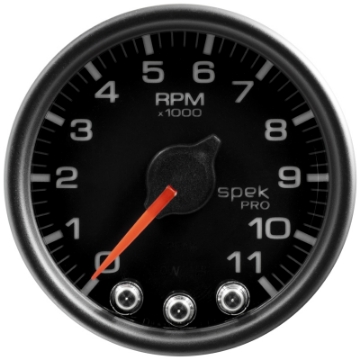 Picture of Autometer Spek-Pro Gauge Tach 2 1-16in 11K Rpm W- Shift Light & Peak Mem Blk-Blk