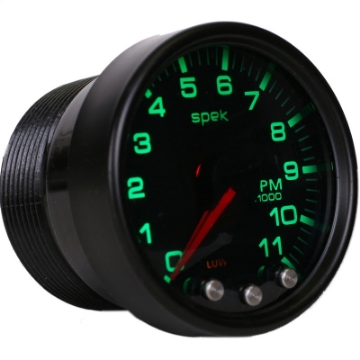 Picture of Autometer Spek-Pro Gauge Tach 2 1-16in 11K Rpm W- Shift Light & Peak Mem Blk-Smoke-Blk