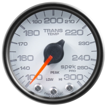 Picture of Autometer Spek-Pro Gauge Trans Temp 2 1-16in 300f Stepper Motor W-Peak & Warn Wht-Blk
