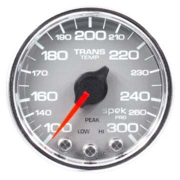 Picture of Autometer Spek-Pro Gauge Trans Temp 2 1-16in 300f Stepper Motor W-Peak & Warn Slvr-Chrm