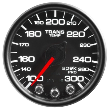 Picture of Autometer Spek-Pro Gauge Trans Temp 2 1-16in 300f Stepper Motor W-Peak & Warn Blk-Blk