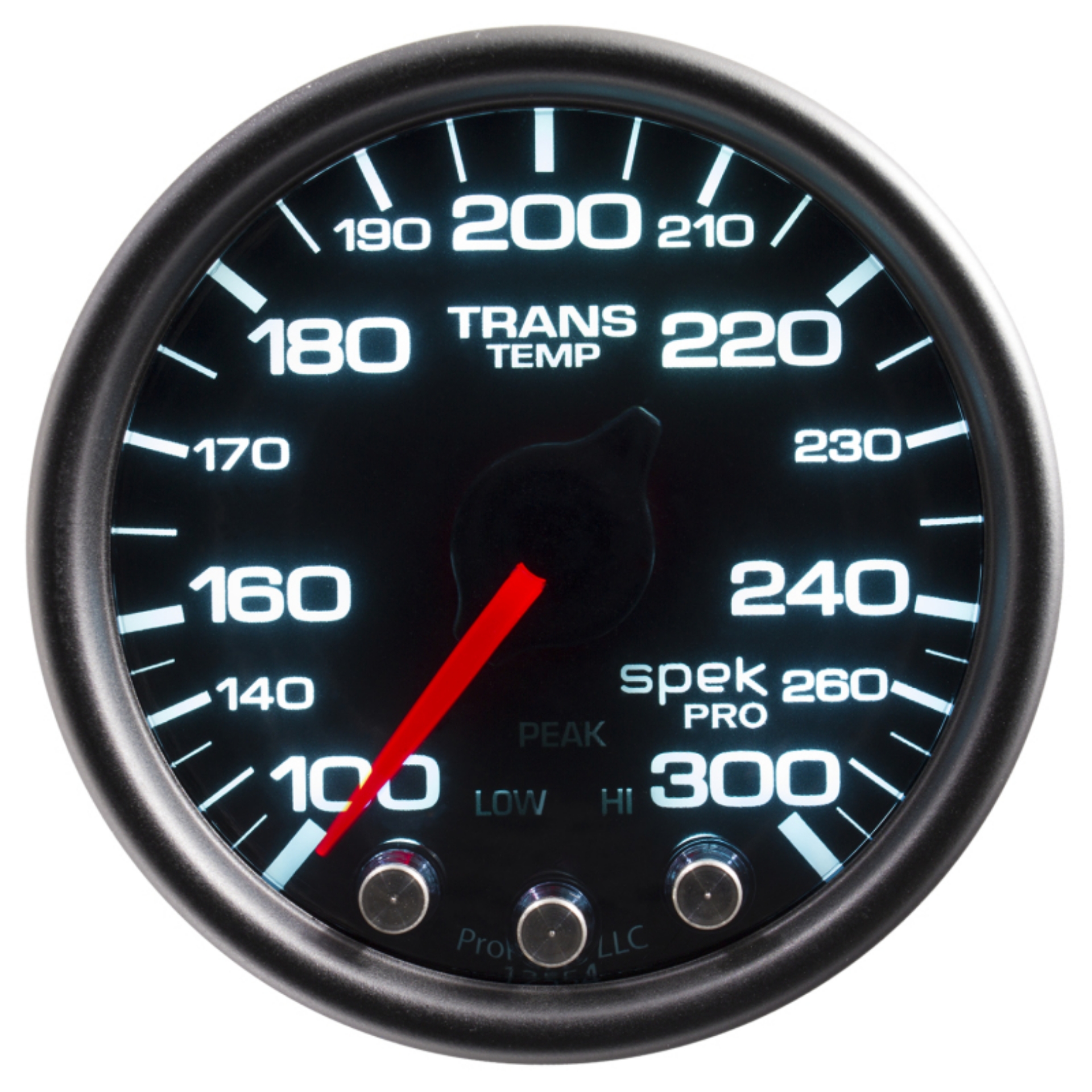 Picture of Autometer Spek-Pro Gauge Trans Temp 2 1-16in 300f Stepper Motor W-Peak & Warn Blk-Smoke-Blk