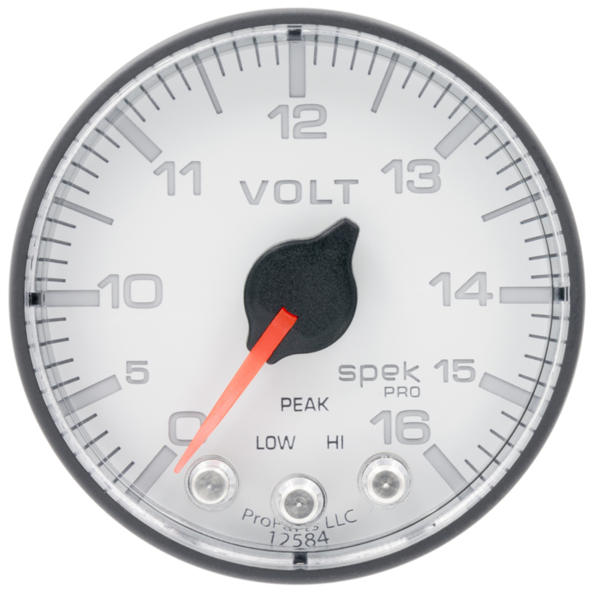 Picture of Autometer Spek-Pro Gauge Voltmeter 2 1-16in 16V Stepper Motor W-Peak & Warn Wht-Blk