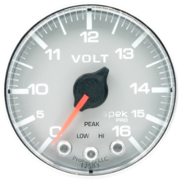 Picture of Autometer Spek-Pro Gauge Voltmeter 2 1-16in 16V Stepper Motor W-Peak & Warn Slvr-Chrm