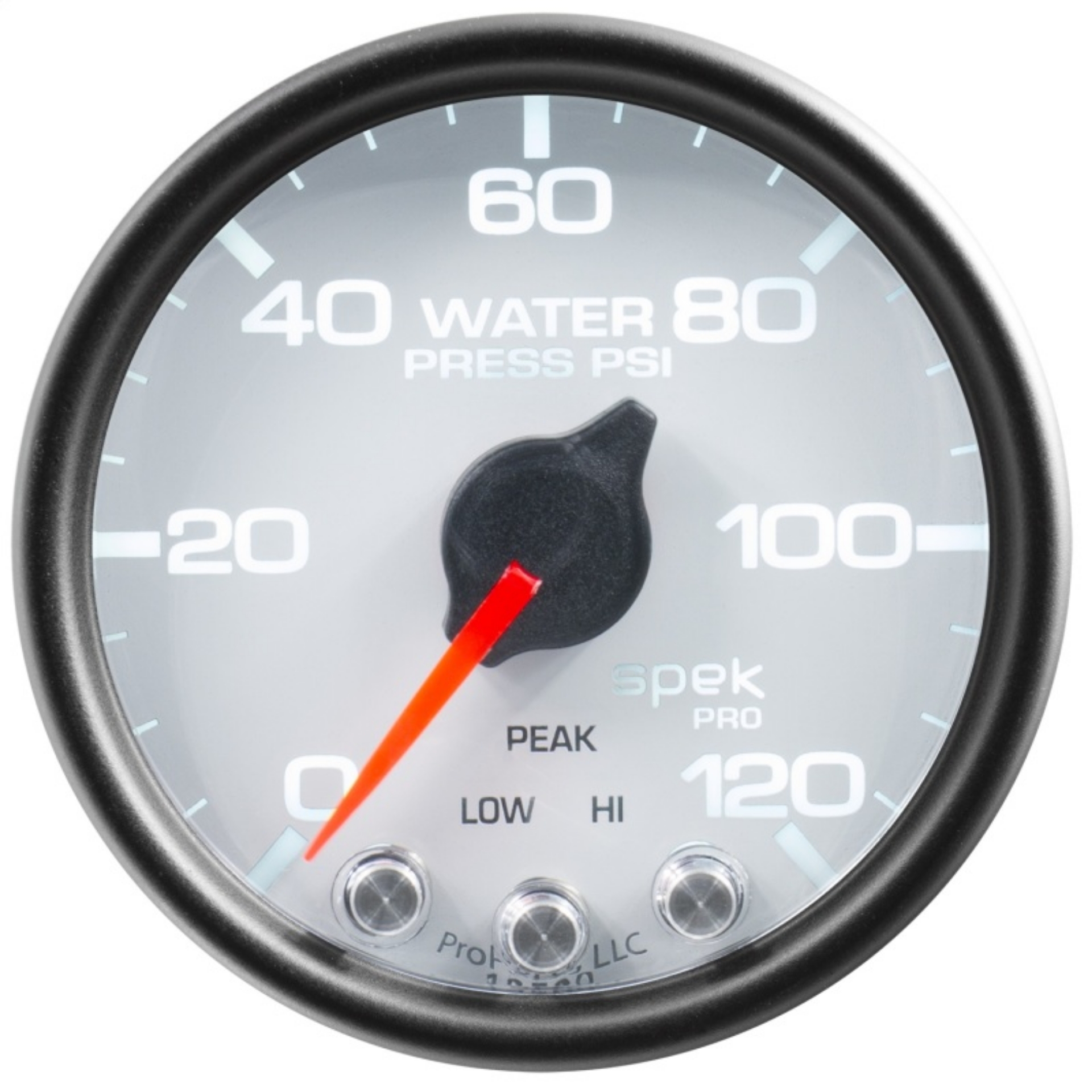 Picture of Autometer Spek-Pro Gauge Water Press 2 1-16in 120psi Stepper Motor W-Peak & Warn Wht-Blk