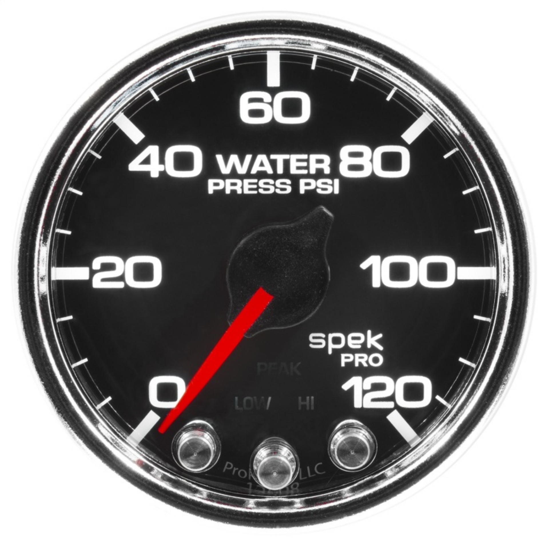 Picture of Autometer Spek-Pro Gauge Water Press 2 1-16in 120psi Stepper Motor W-Peak & Warn Blk-Chrm