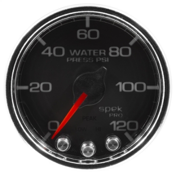 Picture of Autometer Spek-Pro Gauge Water Press 2 1-16in 120psi Stepper Motor W-Peak & Warn Blk-Chrm