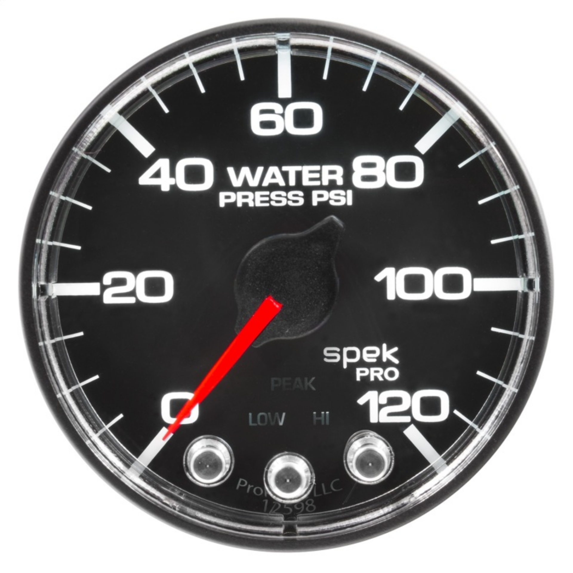 Picture of Autometer Spek-Pro Gauge Water Press 2 1-16in 120psi Stepper Motor W-Peak & Warn Blk-Chrm