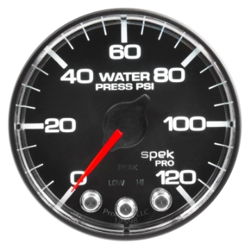 Picture of Autometer Spek-Pro Gauge Water Press 2 1-16in 120psi Stepper Motor W-Peak & Warn Blk-Chrm