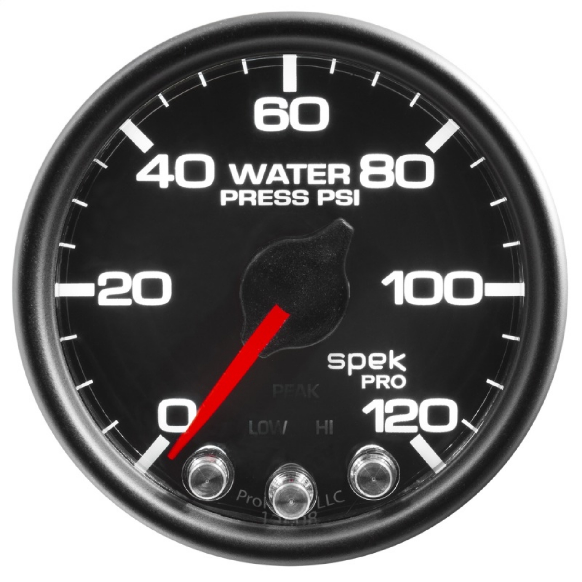 Picture of Autometer Spek-Pro Gauge Water Press 2 1-16in 120psi Stepper Motor W-Peak & Warn Blk-Blk