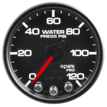 Picture of Autometer Spek-Pro Gauge Water Press 2 1-16in 120psi Stepper Motor W-Peak & Warn Blk-Blk