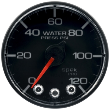 Picture of Autometer Spek-Pro Gauge Water Press 2 1-16in 120psi Stepper Motor W-Peak & Warn Blk-Blk