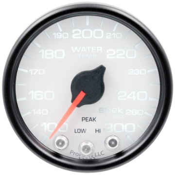 Picture of Autometer Spek-Pro Gauge Water Temp 2 1-16in 300f Stepper Motor W-Peak & Warn Wht-Blk