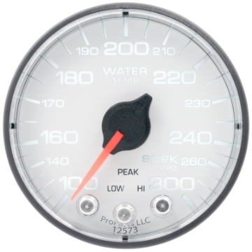 Picture of Autometer Spek-Pro Gauge Water Temp 2 1-16in 300f Stepper Motor W-Peak & Warn Wht-Blk
