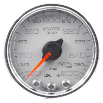 Picture of Autometer Spek-Pro Gauge Water Temp 2 1-16in 300f Stepper Motor W-Peak & Warn Slvr-Chrm