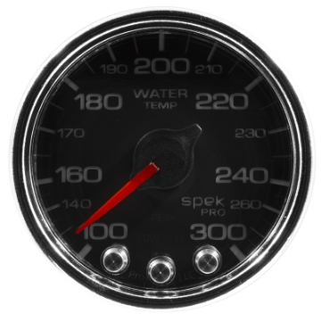 Picture of Autometer Spek-Pro Gauge Water Temp 2 1-16in 300f Stepper Motor W-Peak & Warn Blk-Chrm