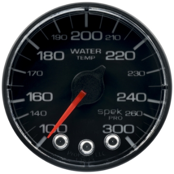 Picture of Autometer Spek-Pro Gauge Water Temp 2 1-16in 300f Stepper Motor W-Peak & Warn Blk-Blk
