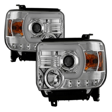 Picture of Spyder GMC Sierra 14-16 Projector Headlights Light Bar DRL Chrm PRO-YD-GS14V2-LBDRL-C