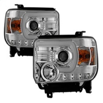 Picture of Spyder GMC Sierra 14-16 Projector Headlights Light Bar DRL Chrm PRO-YD-GS14V2-LBDRL-C