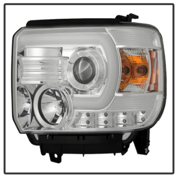 Picture of Spyder GMC Sierra 14-16 Projector Headlights Light Bar DRL Chrm PRO-YD-GS14V2-LBDRL-C