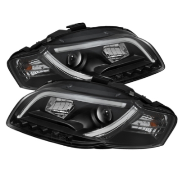 Picture of Spyder Audi A4 06-08 Projector Headlights Halogen Only - Light Tube DRL Blk PRO-YD-AA405-LTDRL-G2-BK
