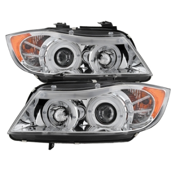 Picture of Spyder BMW E90 3-Series 06-08 Projector LED Halo Amber Reflector Rplc Bulb Chrm PRO-YD-BMWE9005-AM-C