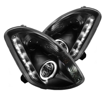 Picture of Spyder Infiniti G35 03-04 4DR Projector Halogen - LED Halo DRL Blk High H4 PRO-YD-IG35034D-DRL-BK
