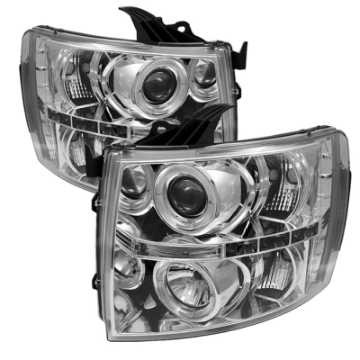Picture of Spyder Chevy Silverado 1500 07-13 Projector Headlights LED Halo LED Chrm PRO-YD-CS07-HL-C