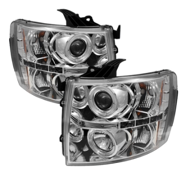 Picture of Spyder Chevy Silverado 1500 07-13 Projector Headlights LED Halo LED Chrm PRO-YD-CS07-HL-C