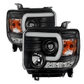 Picture of Spyder GMC Sierra 14-16 Projector Headlights Light Bar DRL Blk PRO-YD-GS14V2-LBDRL-BK