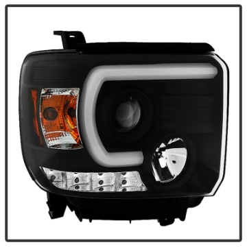 Picture of Spyder GMC Sierra 14-16 Projector Headlights Light Bar DRL Blk PRO-YD-GS14V2-LBDRL-BK