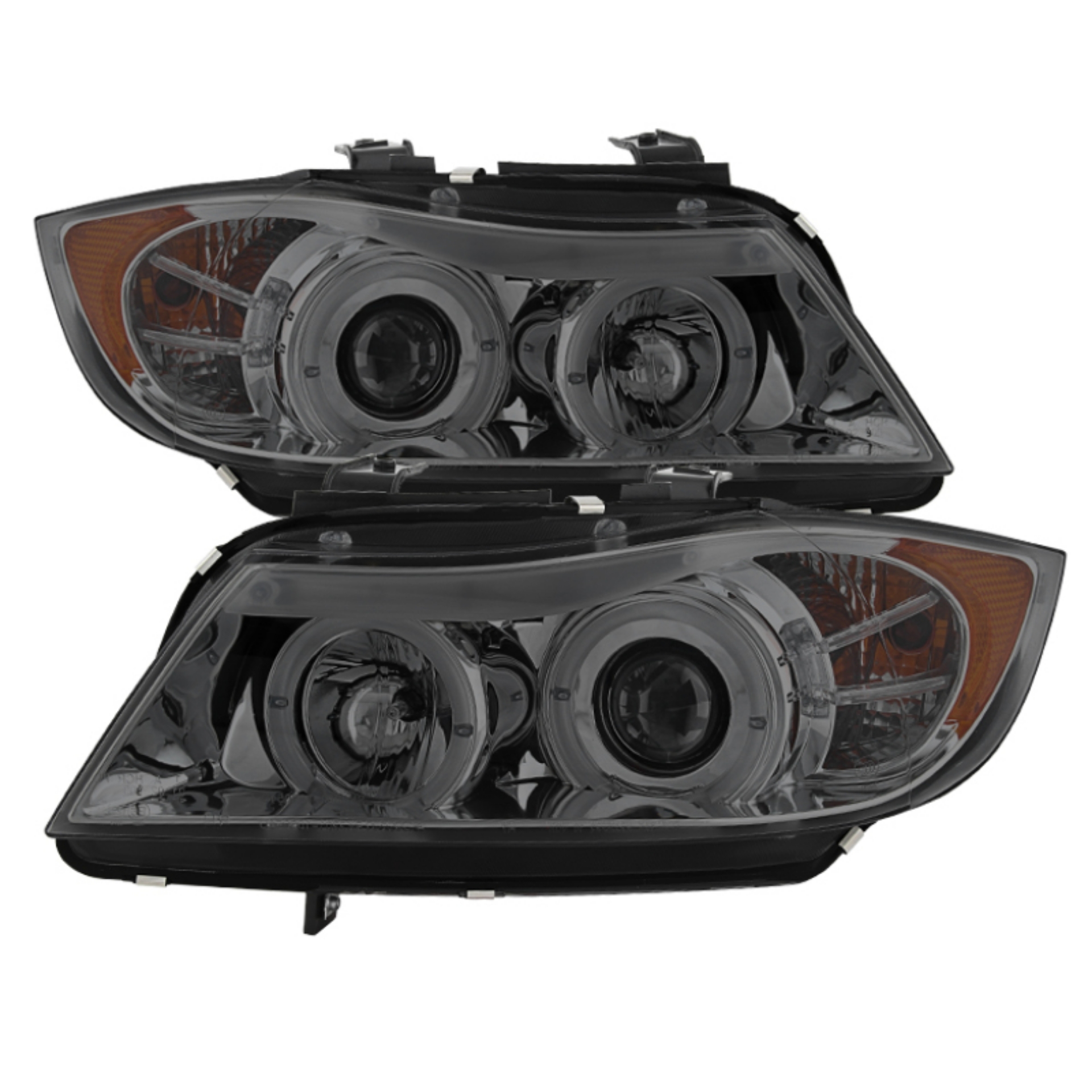 Picture of Spyder BMW E90 3-Series 06-08 4 dr Proj LED Halo Amber Reflctr Rplc Bulb Smke PRO-YD-BMWE9005-AM-S