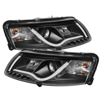 Picture of Spyder Audi A6 05-07 Projector Headlights Halogen Light Tube DRL Blk PRO-YD-ADA605-LTDRL-BK