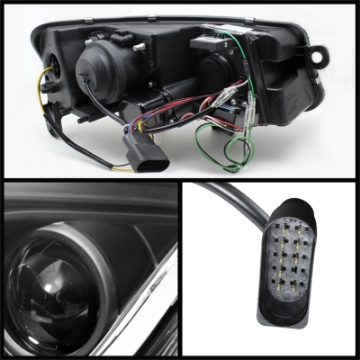 Picture of Spyder Audi A6 05-07 Projector Headlights Halogen Light Tube DRL Blk PRO-YD-ADA605-LTDRL-BK