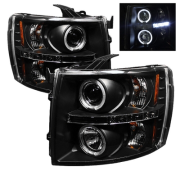 Picture of Spyder Chevy Silverado 1500 07-13 Projector Headlights LED Halo LED Blk PRO-YD-CS07-HL-BK